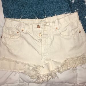 Free People white denim shorts